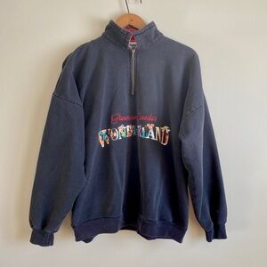 Vintage Paramount 90s Wonderland Quarter Zip Pullover Sweater Flintstones